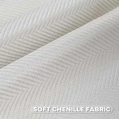 FUTEI Cream White Chenille Throw Pillow Covers 24x24 Inch Set of 2,Soft Wide Chevron Textured European Pillow Shams,Farmhouse Home Decor for Couch Bed Living Room