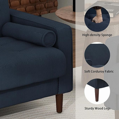 Oversized Accent Chair Set of 2, Corduroy Fabric Mid Century Modern Armchair with Large Seat for Living Room Bedroom Reading