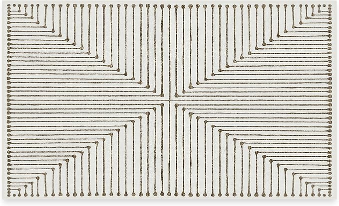 RUGGABLE x Jonathan Adler Machine Washable Modern Area Rug – Inkdrop Camel & Ivory 3x5, Stain-Resistant, Non-Slip – Small Rugs for Living Room, Bedroom, Hallway, Entryway & Office–with Cushioned Pad