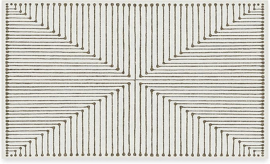 RUGGABLE x Jonathan Adler Machine Washable Modern Area Rug – Inkdrop Camel & Ivory 3x5, Stain-Resistant, Non-Slip – Small Rugs for Living Room, Bedroom, Hallway, Entryway & Office–with Cushioned Pad
