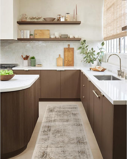 RUGGABLE Washable Vintage Area Rug – Sarrah Hazel 5x7, Stain-Resistant, Non-Slip – Medium Machine Washable Rugs for Living Room, Bedroom, Hallway, Entryway & Office–with Standard Pad