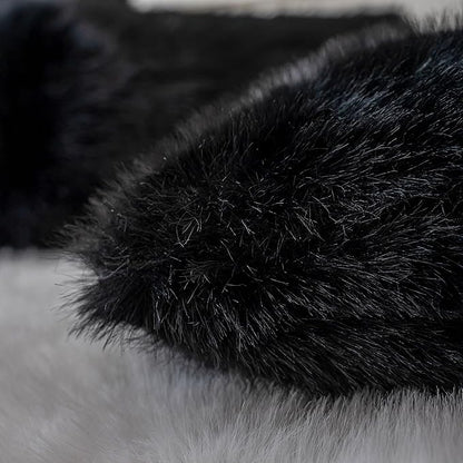 Neelvin Black Faux Fur Cozy Fluffy Double-Sided Decorative Throw Pillow Covers 20x20 inch Set of 2,Velvet Pillowcase Cushion Case for Sofa Couch