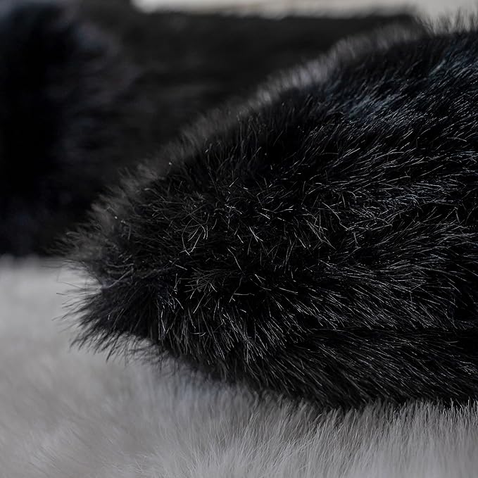 Neelvin Black Faux Fur Cozy Fluffy Double-Sided Decorative Throw Pillow Covers 18x18 inch Set of 2,Velvet Pillowcase Cushion Case for Sofa Couch