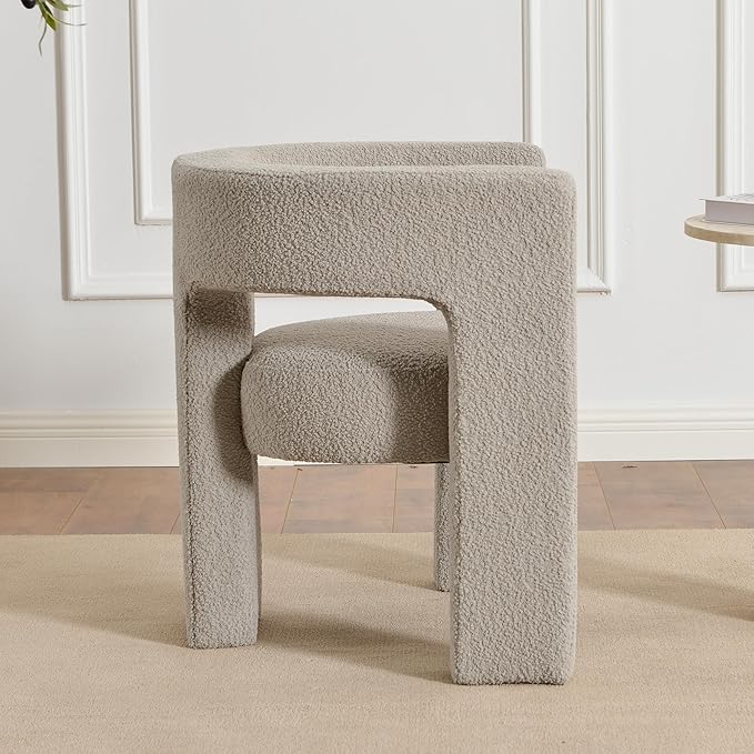 KINWELL 28" W Modern Boucle Accent Chair, Mid Century Upholstered Square Armchair, No Assembly Single Sofa Side Chair for Living Room Lounge Bedroom (Oatmeal)