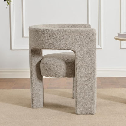 KINWELL 28" W Modern Boucle Accent Chair, Mid Century Upholstered Square Armchair, No Assembly Single Sofa Side Chair for Living Room Lounge Bedroom (Oatmeal)