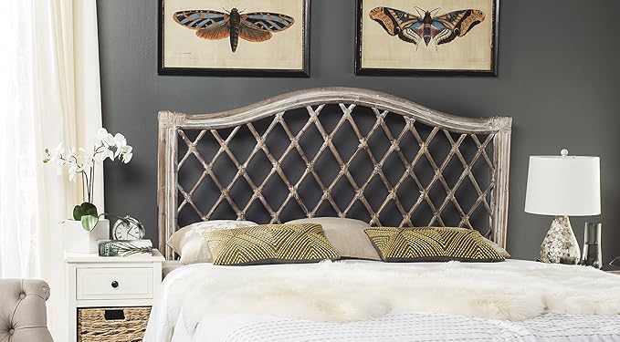SAFAVIEH Home Collection Gabriella Antique Grey Wicker Headboard, Queen