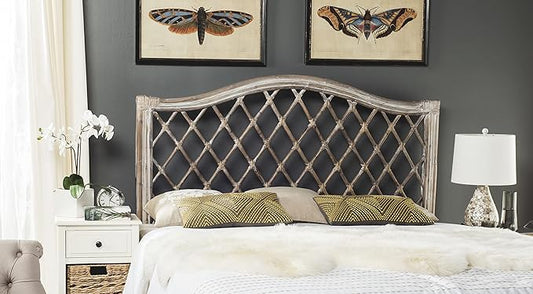 SAFAVIEH Home Collection Gabriella Antique Grey Wicker Headboard, Queen