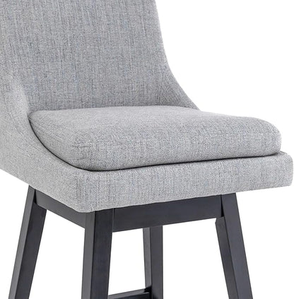 Bar Stool, 26 Inch Upholstered Barstools with 14.2" High Back and Footrest, Swivel Counter Height Barstools for Kitchen Island Home Bar Performance Fabric Gray