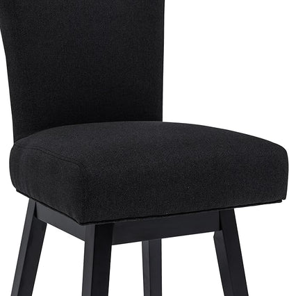 Bar Stool, 26 Inch Upholstered Barstools with 15.7" High Back and Footrest, Swivel Counter Height Barstools for Kitchen Island Home Bar Performance Fabric Black