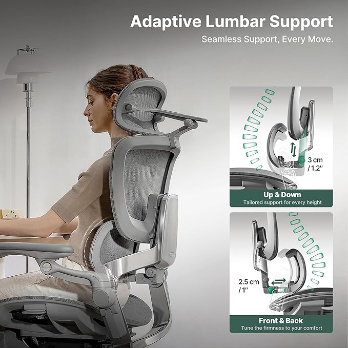 HINOMI H2 Pro Premium Ergonomic Office Chair - Comfy Home Office Desk Computer Chair with Adjustable Back Support, Swivel Wheels, Flip-up Arms, Comfortable Mesh Seat for Desk Work (Cream White)