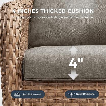 9-Piece Outdoor Patio Cushion Set - Fade & Water Resistant with Removable Olefin Cover, 22x24x4 Inch Memory Foam Cushions for Wicker Sectional Sofa – Grey/Crescent