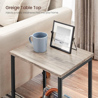 VASAGLE Side Table, Small End Table, Nightstand for Living Room, Bedroom, Office, Bathroom, Greige and Black ULET271B02