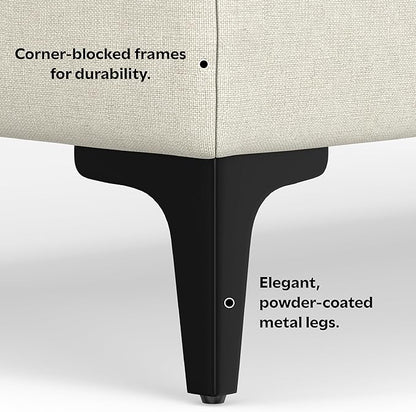 SIMPLIHOME Ava Large Rectangular Ottoman in 100% Recycled Polyester Tightly Woven Performance Fabric, Cream, 48-inches Wide, Multipurpose Table or Footrest Ottoman, Assembled, For Living Room