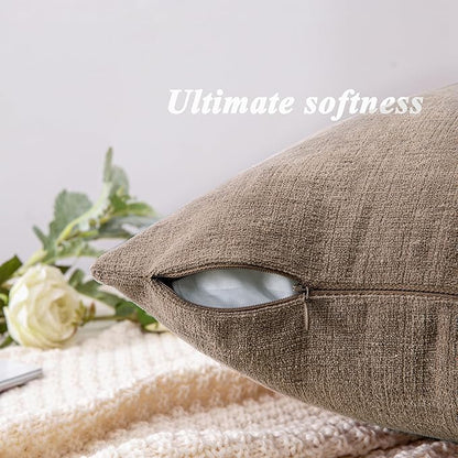 GAWAMAY Decorative Square Throw Pillow Covers 18"x18" Inch Set of 2, Super Soft Chenille Pillows Farmhouse Fall Pillowcase for Living Room Bedroom Sofa Couch Cushion Cover Taupe Grey 45x45cm