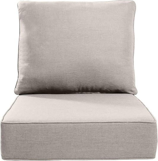 Luxury 24x24x6 Inch Outdoor Chair Cushions - Water&UV&Fade Resistant 1 Set Zippered Patio Back&Seat Cushion for Rattan Dining Rocking Swivel Chairs Loveseat Couch Sectional Sofa - Beige