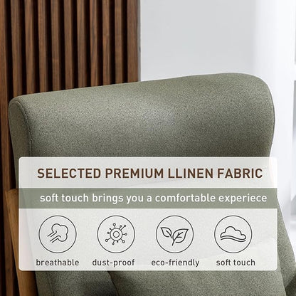 ANJHOME Mid Century Modern Accent Chair with High Back, Single Lounge Armchair with Solid Wood Frame, Comfy Reading Chair for Living Room, Easy Assembly