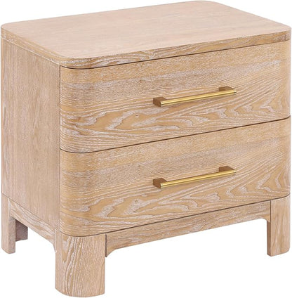 Christopher Knight Home Egbert Modern Nightstand with Drawers, Wooden Small Night Stand with Rounded Corners Design, Bedside Table/End Table for Bedroom, Multipurpose Storage Cabinet, Natural