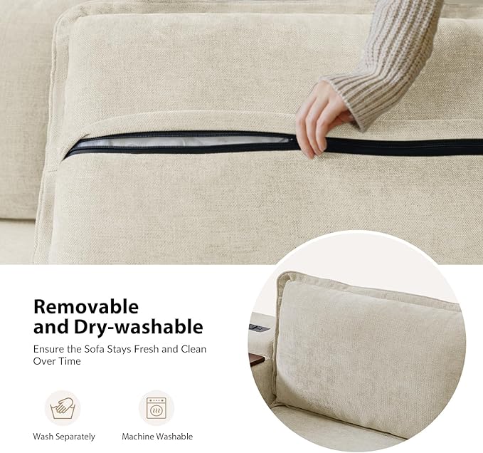 EcoHarbor Living Modular Sectional Sofa, Oversized L/U Shaped Couch with Console, USB Charger, Cup Holder, Storage, Ottoman, Convertible Couches for Living Room Bedroom Apartment, Beige