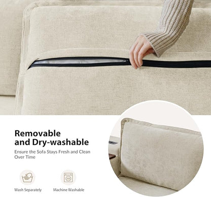 EcoHarbor Living Modular Sectional Sofa, Oversized L/U Shaped Couch with Console, USB Charger, Cup Holder, Storage, Ottoman, Convertible Couches for Living Room Bedroom Apartment, Beige