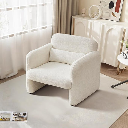 33.9'' Upgrade Lambswool Fabric Accent Chair with Arms, Modern Single Sofa Chair Armchair Upholstered Comfy Reading Arm Chair for Bedroom, Living Room