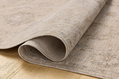 Loloi Chris Loves Julia Louisa Collection LOI-02 Oatmeal/Slate 2'-7" x 12'-0", .38" Pile Height, Runner Rug