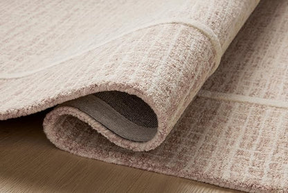 Loloi Chris Loves Julia Briggs Collection, Blush & Ivory, 9'-3" x 13' Area Rug – Minimal Gritted Design Area Rugs for Living Room Bedroom Entryway & Hallway No Shed High Traffic Home Decor Rug