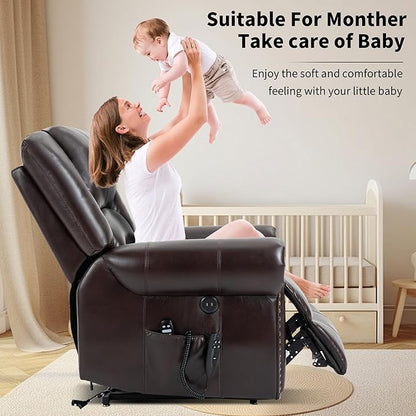 Recliner Chairs for Adults, Oversized Bedroom Chair with Massage, Sofa Chair Home Theater Seating with Lumbar Support, Lift Chair for Elderly, Nursery Chair for Living Room (Breathable Leather)