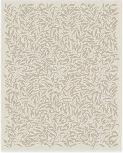 RUGGABLE x Morris & Co Washable Area Rug– Pure Willow Boughs Natural 8x10, Stain-Resistant, Non-Slip–Large Machine Washable Rugs for Living Room, Bedroom, Hallway, Entryway & Office–with Standard Pad