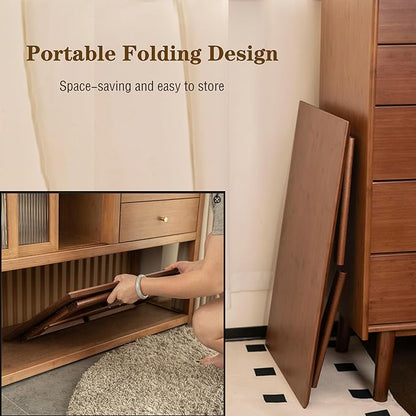 Wooden Folding Coffee Table No Assembly Low Collapsible Japanese Floor Table Small Spaces Tatami FoldableTable for Living Room Home Office (Walnut, Large)