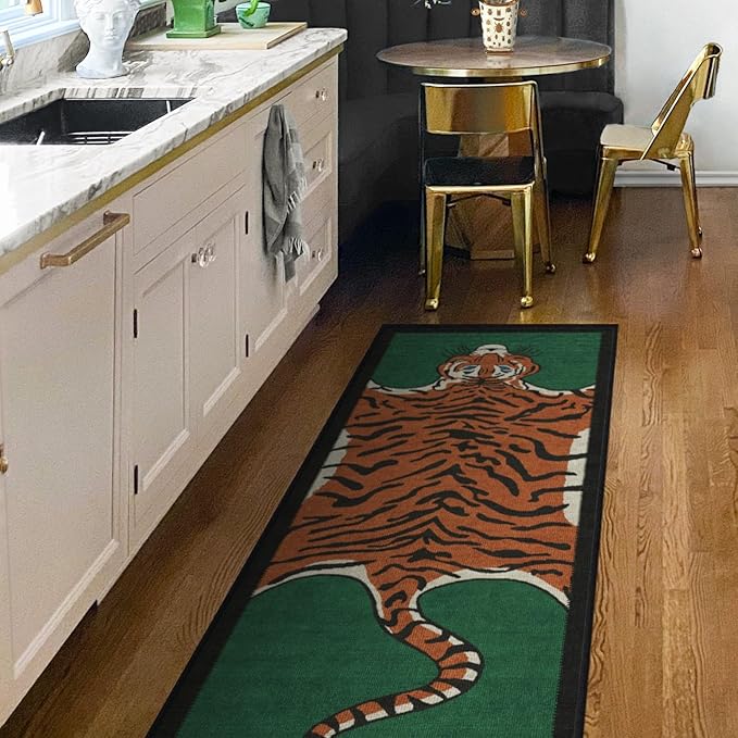 RUGGABLE x Jonathan Adler Machine Washable Modern Area Rug – Tiger Emerald 6 ft Round, Stain-Resistant, Non-Slip – Medium Rugs for Living Room, Bedroom, Hallway, Entryway & Office–with Cushioned Pad