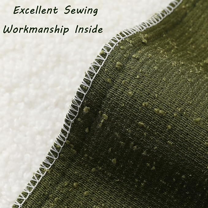 FUTEI Pack of 2 Moss Green Decorative Throw Pillow Covers 18x18 Inch Soft Cozy Solid Boucle Textured Cushion Case,Modern Home Decor for Couch Bed Living Room
