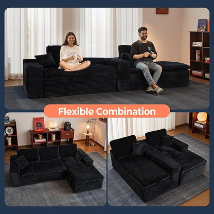 106" Oversized Couch Sofa, L Shape Couches for Living Room, No Assembly Required Corduroy Sectional Sofas with Right Facing Chaise for Home Apartment