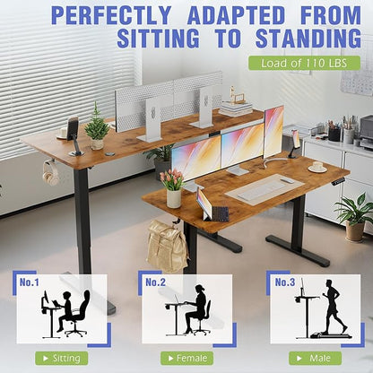 Homall Electric Standing Desk with Drawer, Height Adjustable Sit Stand Up Desk with 3 Memory Presets for Home Office Computer Desk with Two-Piece Desktop