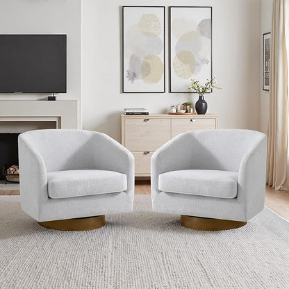Lumibee Swivel Accent Chairs Set of 2, Chenille Fabric Swivel Barrel Chairs for Living Room, Modern Comfy Upholstered Round Armchairs Single Sofa Chairs for Bedroom, Club-Bright Gray