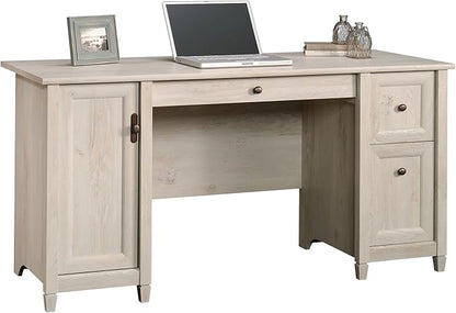 Sauder Edge Water Computer Desk with Storage Drawers, Home Office Desk, in Chalked Chestnut finish