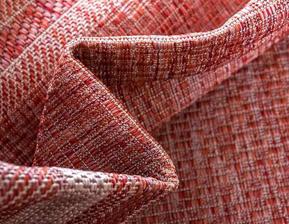 Unique Loom Outdoor Border Collection Area Rug - Soft Border (7' 10" x 11' 4" Rectangle, Rust Red/ Ivory)