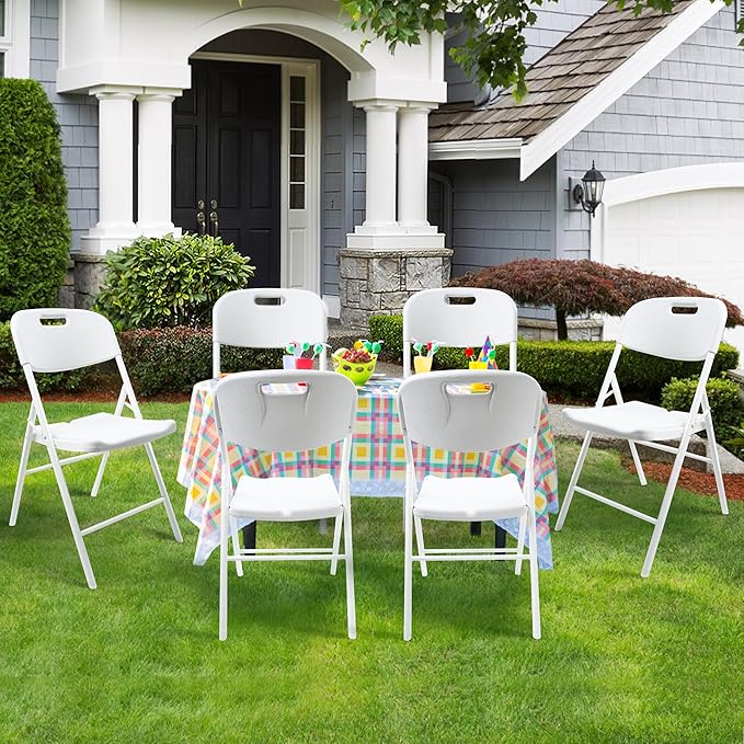4 Pack Folding Chair, 700 lb Weight Capacity,Indoor/Outdoor Heavy Duty Foldable Chairs for Restaurants, Kitchens, Picnics, Races, Parties & Weddings. (4, White)