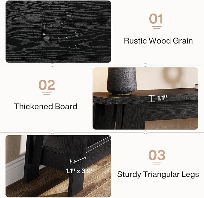 Tribesigns 41.3" Farmhouse Console Table, 2-Tier Wooden Entryway Table with Storage, Rustic Narrow Behind Couch for Living Room, Hallway, Foyer, Black