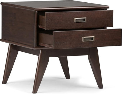SIMPLIHOME Draper SOLID HARDWOOD 22 inch Wide Rectangle Mid Century Modern End Side Table in Medium Auburn Brown for the Living Room and Bedroom
