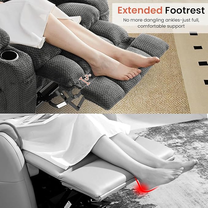 Power Lift Recliner Chair for Adults Oversized Infinite Position Lift Chair for Elderly W/Massage & Heat, Lay Flat Recliner, One-Touch Reset, Cup Holders, Lumbar Pillow, Fabric (Premium, Light Grey)