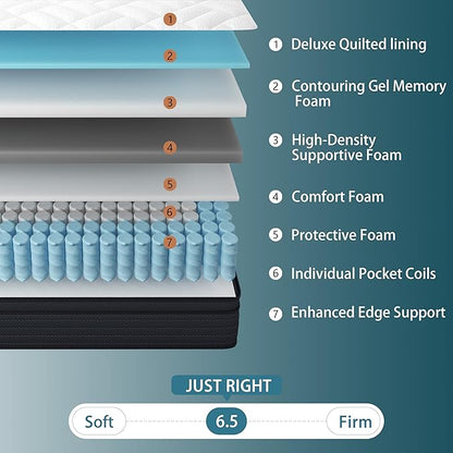 Sleepmax Extra Firm King Mattress 14 Inch - Deep Sleep Hybrid Mattress Pain Relief - Bed in a Box for Back & Side Sleeper - Extra Lumbar & HIPS Support - CertiPUR-US Certified, 365-Night Trial