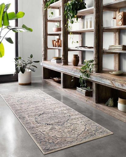 Loloi Teagan Collection TEA-01 Natural/Lt. Grey 5'-3" x 7'-6" Area Rug, Large, Soft Neutral Rug, High-Traffic for Living Room, Bedroom, Home Office, Dining Area