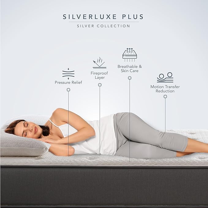 EPITEX Silverluxe Plus Twin Mattress 10 Inch, Gel Memory Foam Twin Mattress in a Box, Individual Pocket Spring for Low Motion Transfer, Medium Firm Mattress, Gray
