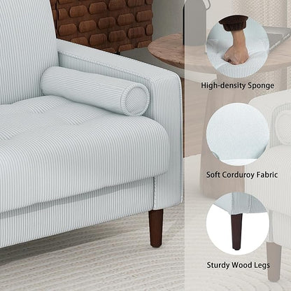 Oversized Accent Chair Set of 2, Corduroy Fabric Mid Century Modern Armchair with Large Seat for Living Room Bedroom Reading
