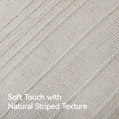 a moment Linen Pillow Covers Set of 2,Boho Farmhouse Throw Pillowcases Neutral Textured Decorative Covers for Couch Sofa Bed, Soft Linen Blend Accent Case Cushion Christmas Home Decor 18"x18"Ivory