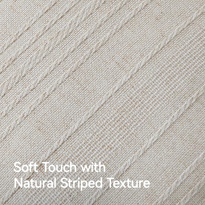a moment Linen Pillow Covers Set of 2,Boho Farmhouse Throw Pillowcases Neutral Textured Decorative Covers for Couch Sofa,Soft Linen Blend Accent Case Cushion Christmas Home Decor 24"x24"Ivory