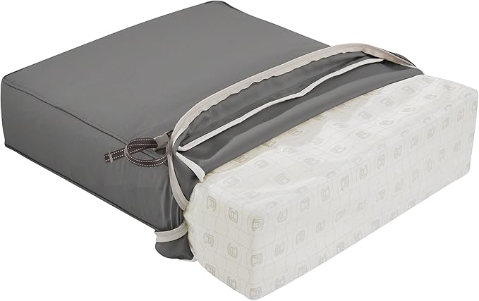 Classic Accessories Montlake FadeSafe Water-Resistant 23 x 23 x 5 Inch Outdoor Seat Cushion, Outdoor Chair Cushion, Light Charcoal Grey, Outdoor Chair Cushions, Patio Chair Cushions, Patio Cushions