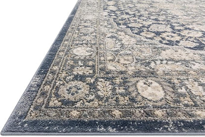 Loloi Teagan Collection TEA-01 Denim/Mist 5'-3" x 7'-6" Area Rug, Large, Soft Neutral Rug, High-Traffic for Living Room, Bedroom, Home Office, Dining Area