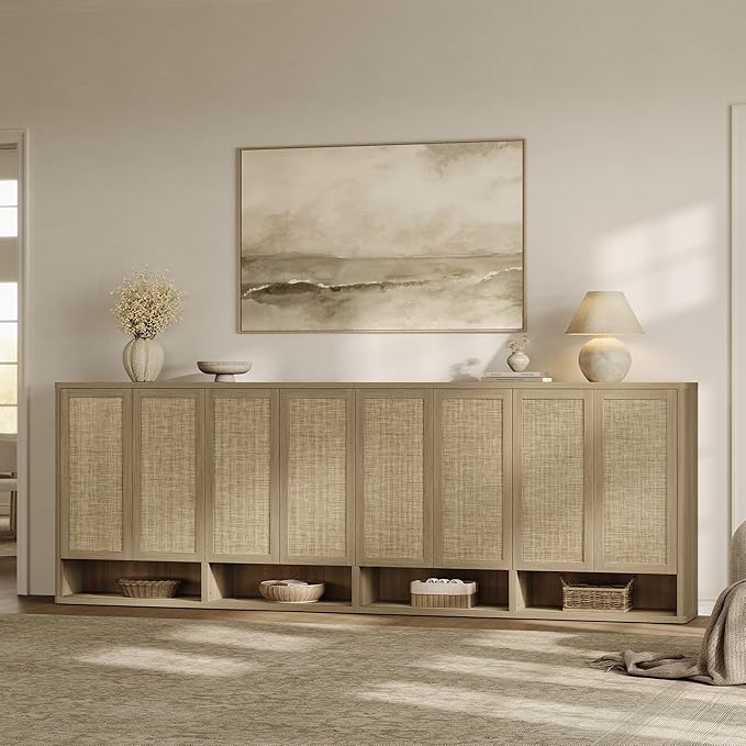 SICOTAS Rattan Shoe Storage Cabinet - Modular Shoe Cabinets with Door Tall Large Shoe Cabinet Storage for Entryway - 31.2" Wide Modular Cabinet for Hallway, Living Room