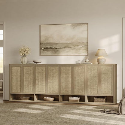 SICOTAS Rattan Shoe Storage Cabinet - Modular Shoe Cabinets with Door Tall Large Shoe Cabinet Storage for Entryway - 31.2" Wide Modular Cabinet for Hallway, Living Room